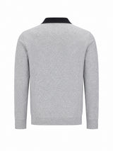 Mouline-Sweatshirt mit kontrastigem Troyerkragen und strukturierten Schulterbesätzen