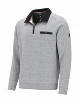 Mouline-Sweatshirt mit kontrastigem Troyerkragen und strukturierten Schulterbesätzen