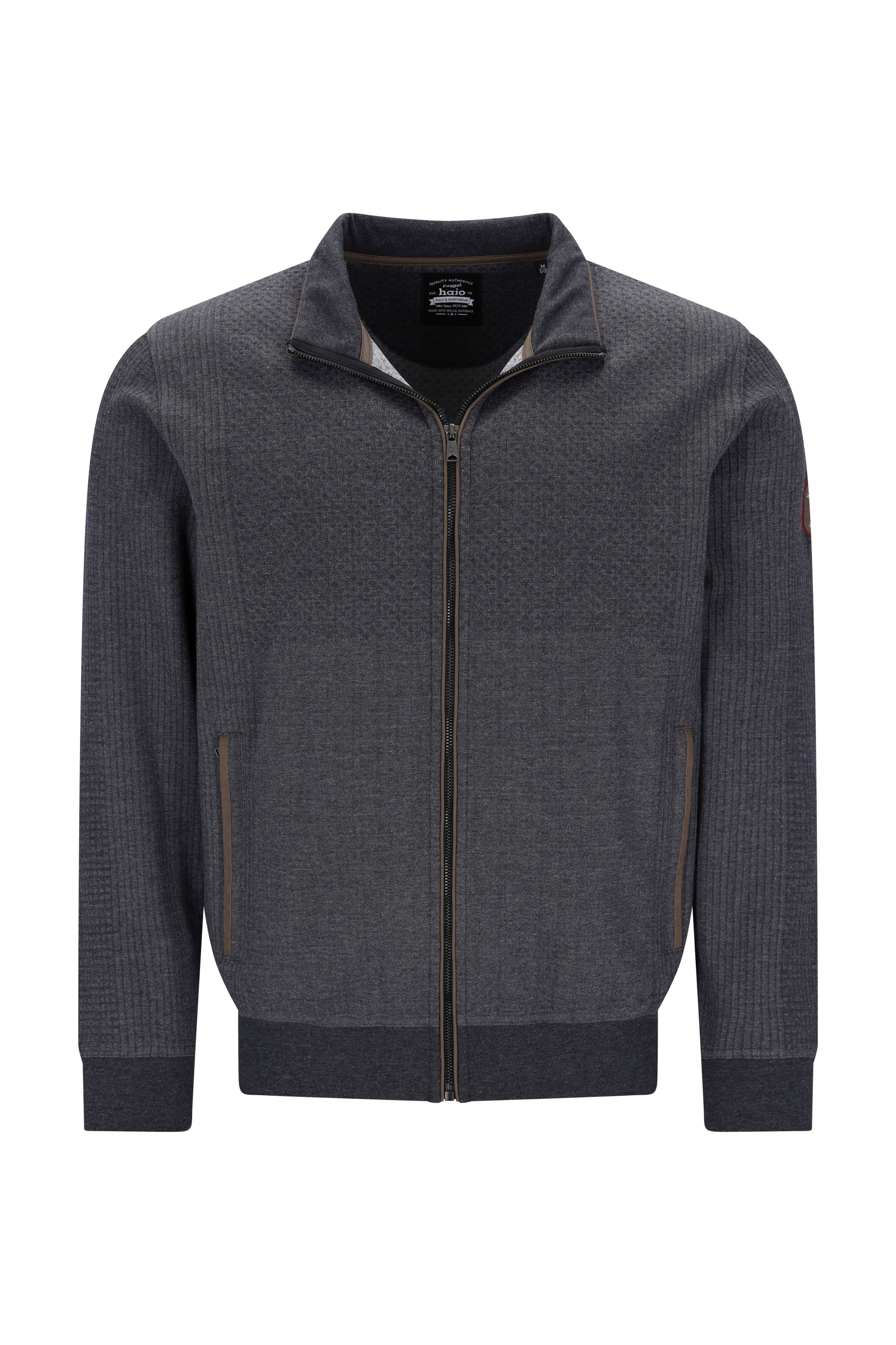 Troyer-Sweatjacke mit durchgehendem Reißverschluss in Strukturmix - stay fresh