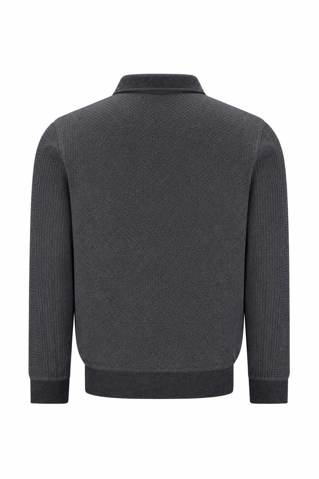 Troyer-Sweatjacke mit durchgehendem Reißverschluss in Strukturmix - stay fresh