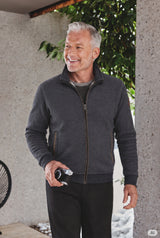 Troyer-Sweatjacke mit durchgehendem Reißverschluss in Strukturmix - stay fresh