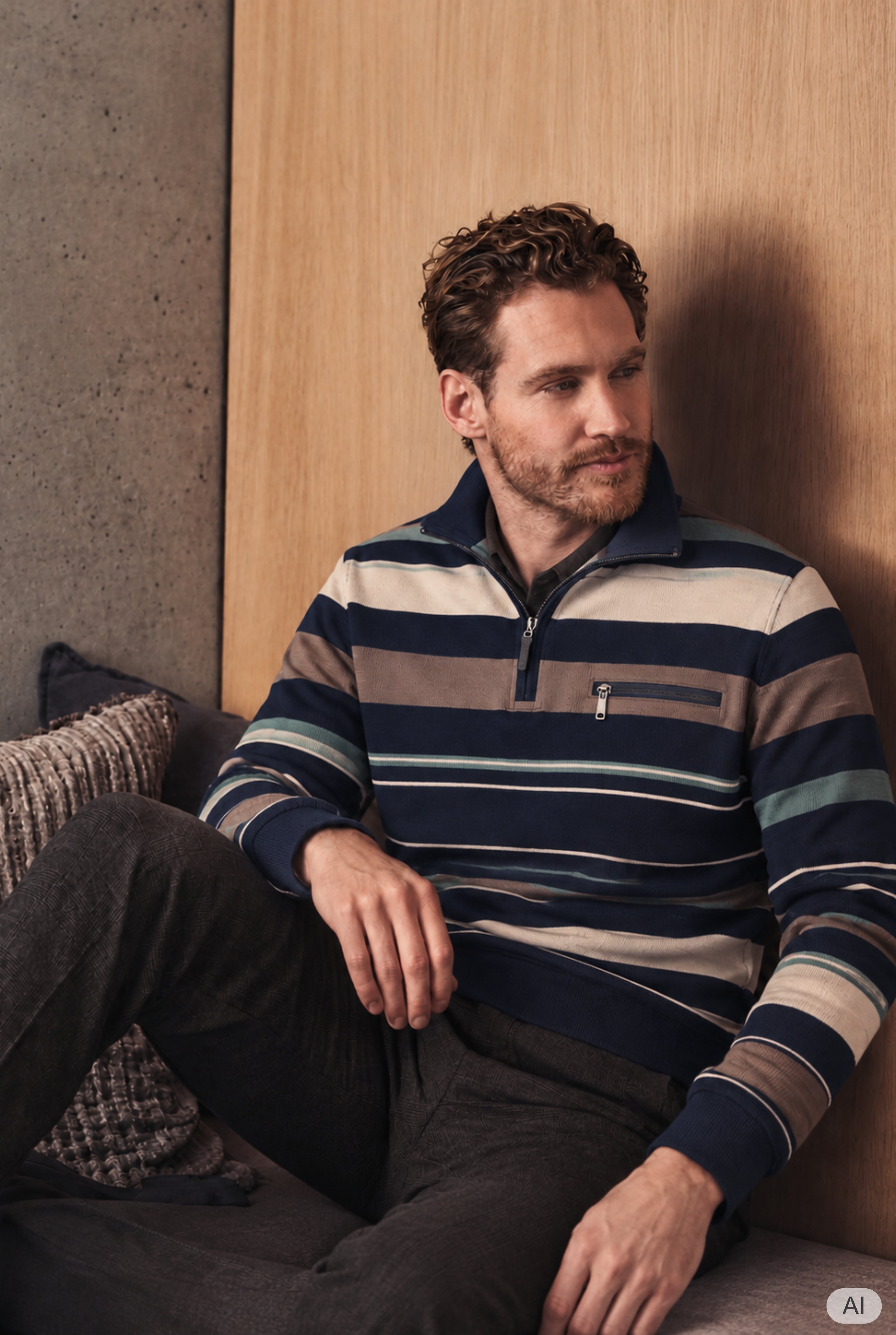 Troyersweatshirt mit garngefärbten platzierten Streifen in stay fresh-Qualität