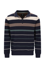 Navyblauer beige und gedämpft grüner troyersweatshirt mit garngefärbten streifen in stay fresh qualität
