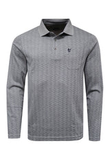 Softknit-Polo mit Flachstrickkragen und 3-er Knopfleiste in Alloverjacquard