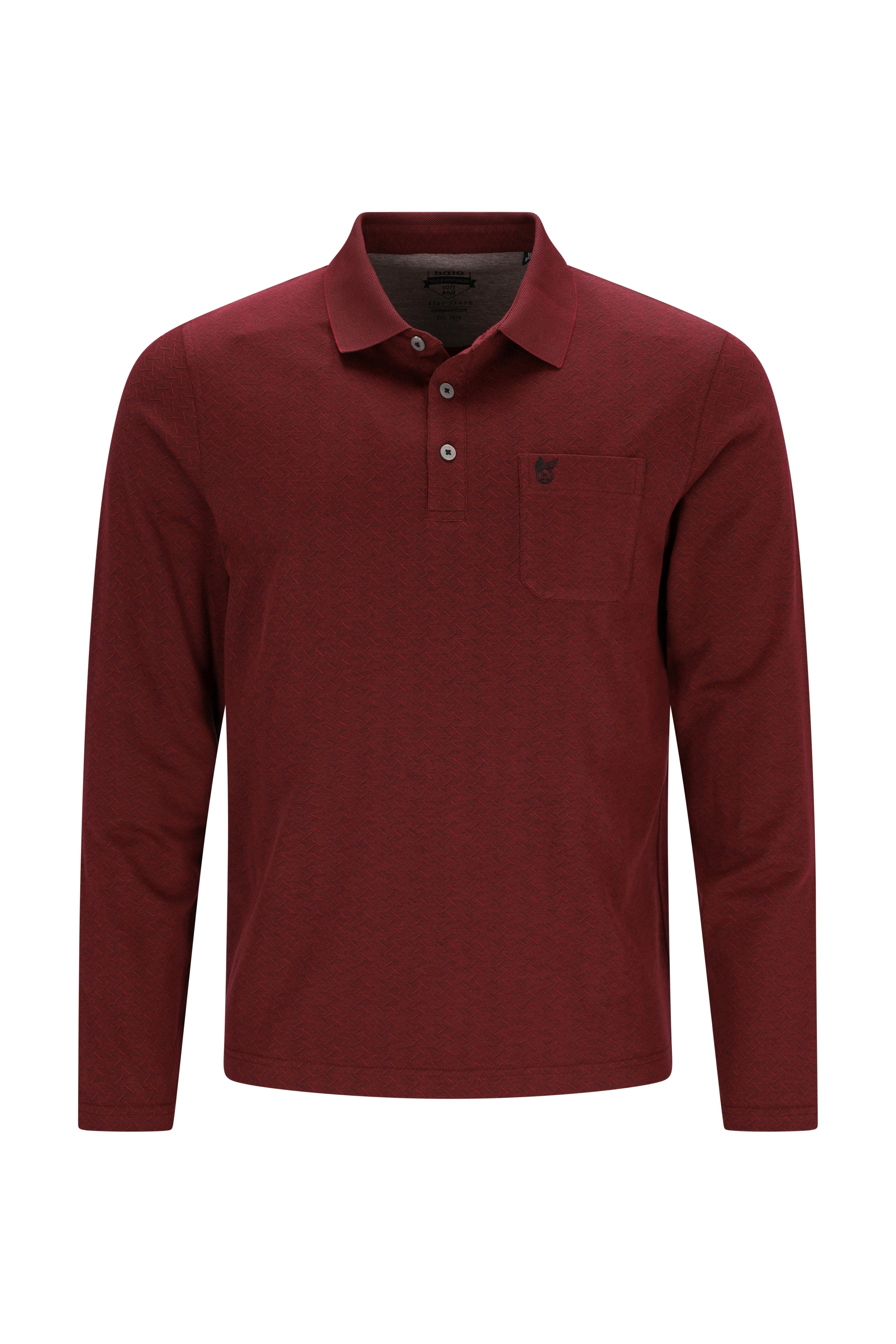 Softknit-Polo mit Flachstrickkragen und 3-er Knopfleiste in Alloverjacquard