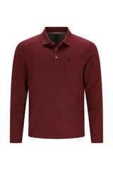 Softknit-Polo mit Flachstrickkragen und 3-er Knopfleiste in Alloverjacquard