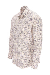 Popeline-hemd in hellen tönen mit dezentem floralen digitaldruck und feinem muster für eleganten look