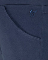 Marineblaue, dehnbare Leggings mit einem kleinen Logo am Bund.