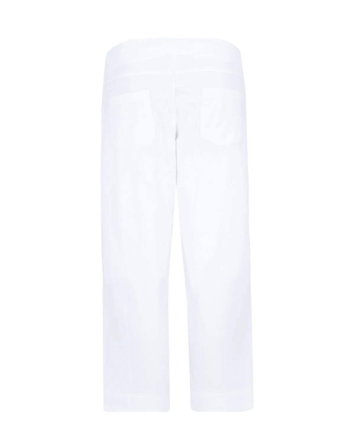 Weiße Freizeithose aus Baumwolle mit elastischem Bund und geradem Bein.