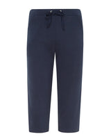 Marineblaue Hose mit Kordelzug in lockerer Passform und verkürzter Länge.