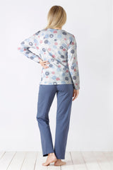 Gemustertes langärmeliges Pyjama-Set für Frauen