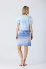 Damen Sleepshirt Klima Komfort Das Original in blauen Streifen