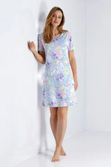 Damen Sleepshirt Klima Komfort Das Original in hellblau-weißem Paisley-Muster