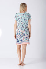 Damen Sleepshirt Premium Cotton/TENCEL™ Modal in hellmintgrün mit Blumenmuster