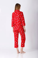 Damen 7/8 Pyjama aus Premium Cotton/TENCEL™ Modal mit weißem Gänseblümchenmuster