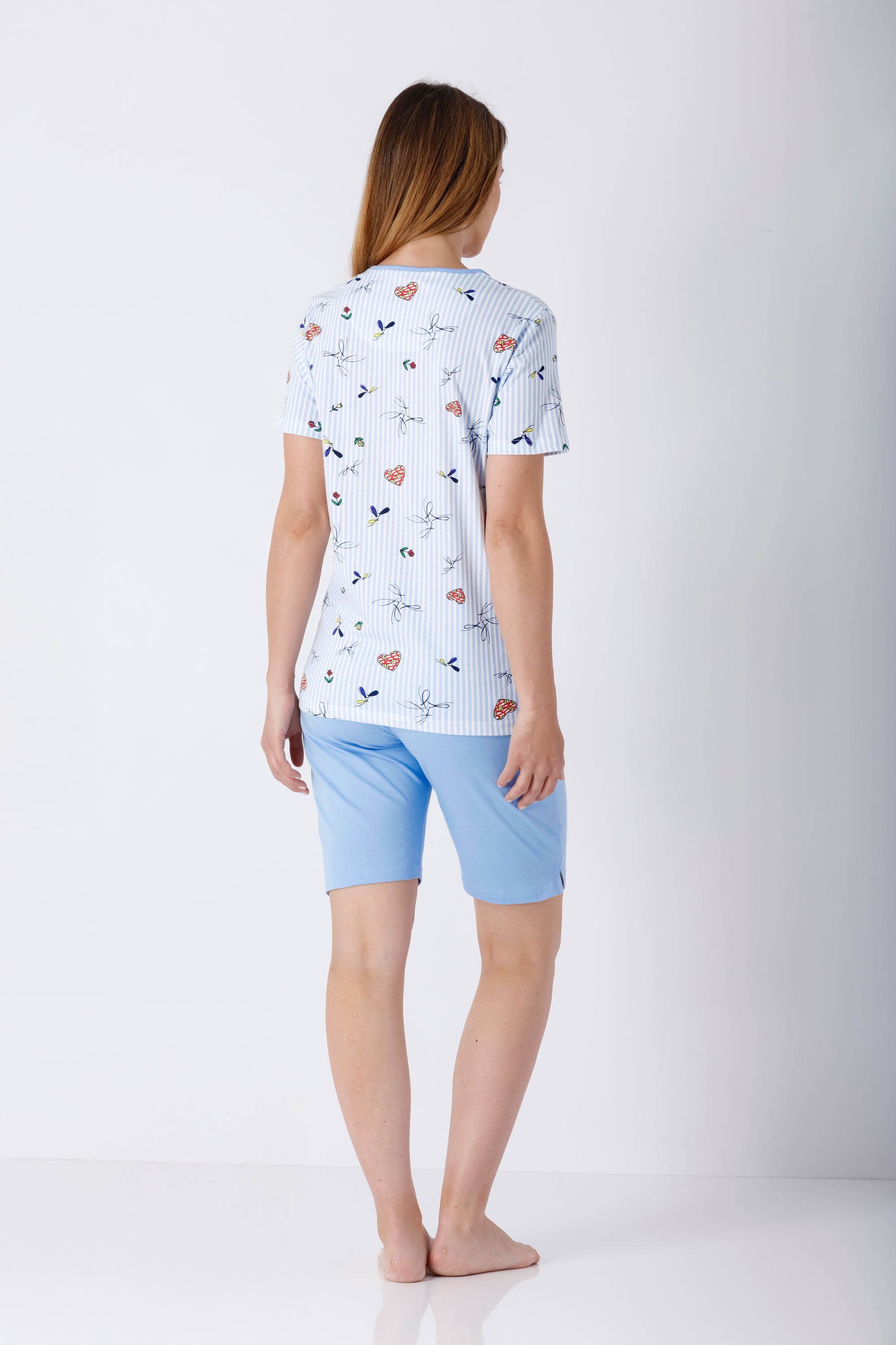 Damen Schlafanzug Shorty Bermuda Premium Cotton