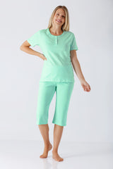 Damen Schlafanzug Capri Premium Cotton