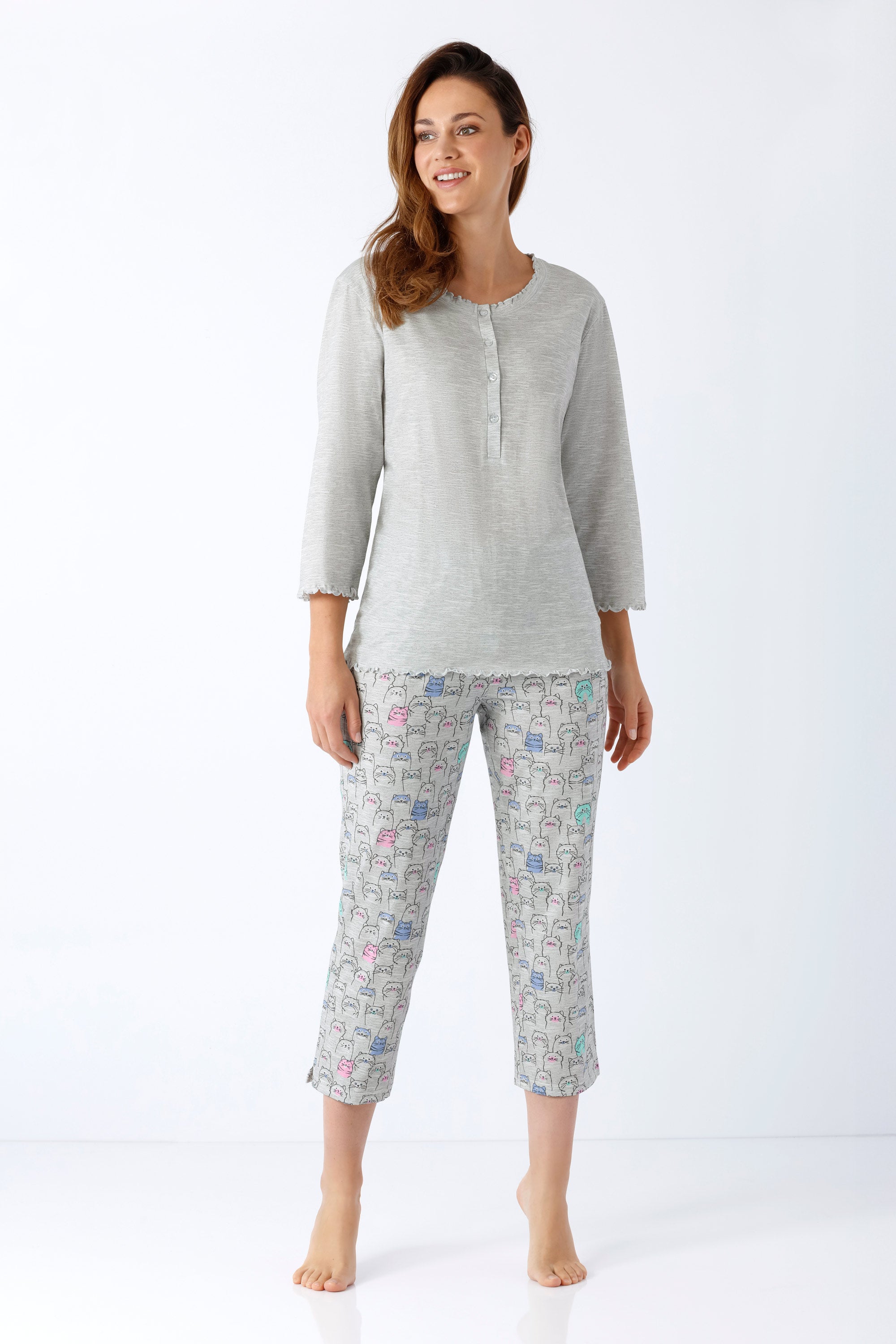 Damen Schlafanzug 7/8 Premium Cotton