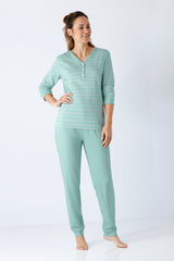 Damen Schlafanzug mit Bündchen Premium Cotton