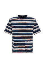 Navy-grauer gestreifter Kurzarm-Shirt mit Brusttasche Klima-Light®