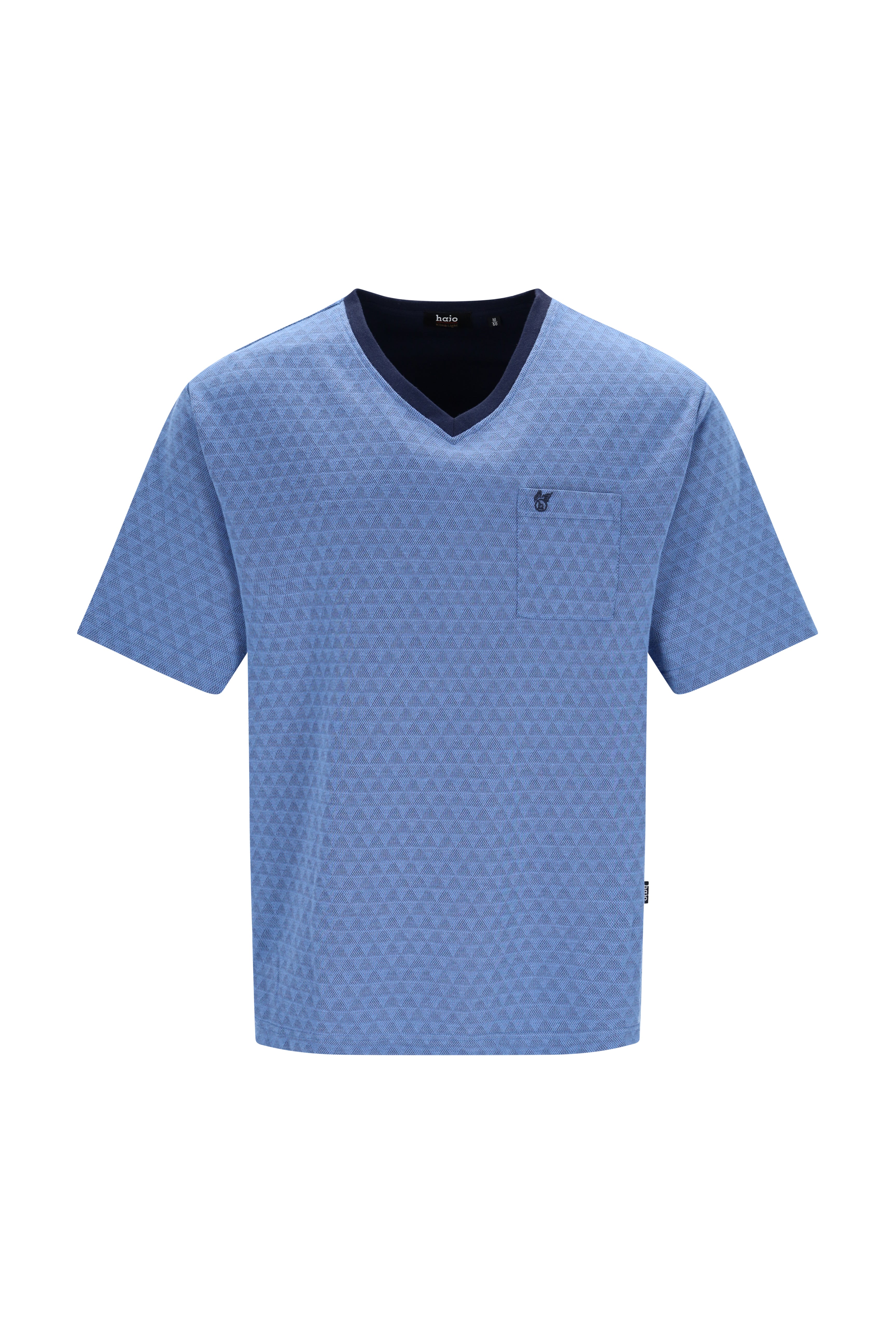 Herren Schlafanzug Shorty Klima-Light hellblau V-Neck kurzarm