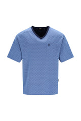 Herren Schlafanzug Shorty Klima-Light hellblau V-Neck kurzarm