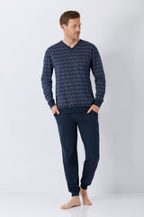 Herren Schlafanzug mit Bündchen Premium Cotton