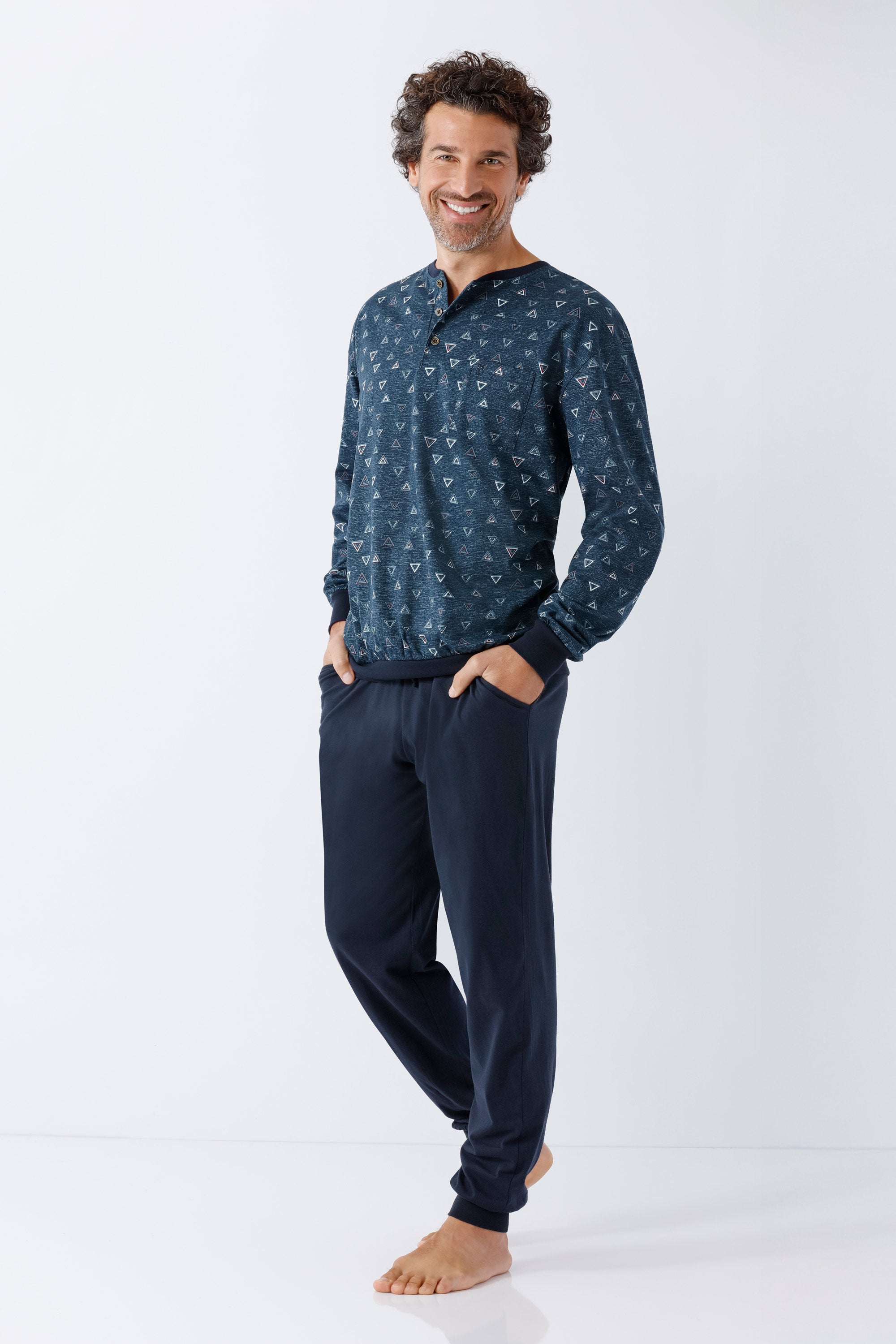 Herren Schlafanzug mit Bündchen Premium Cotton