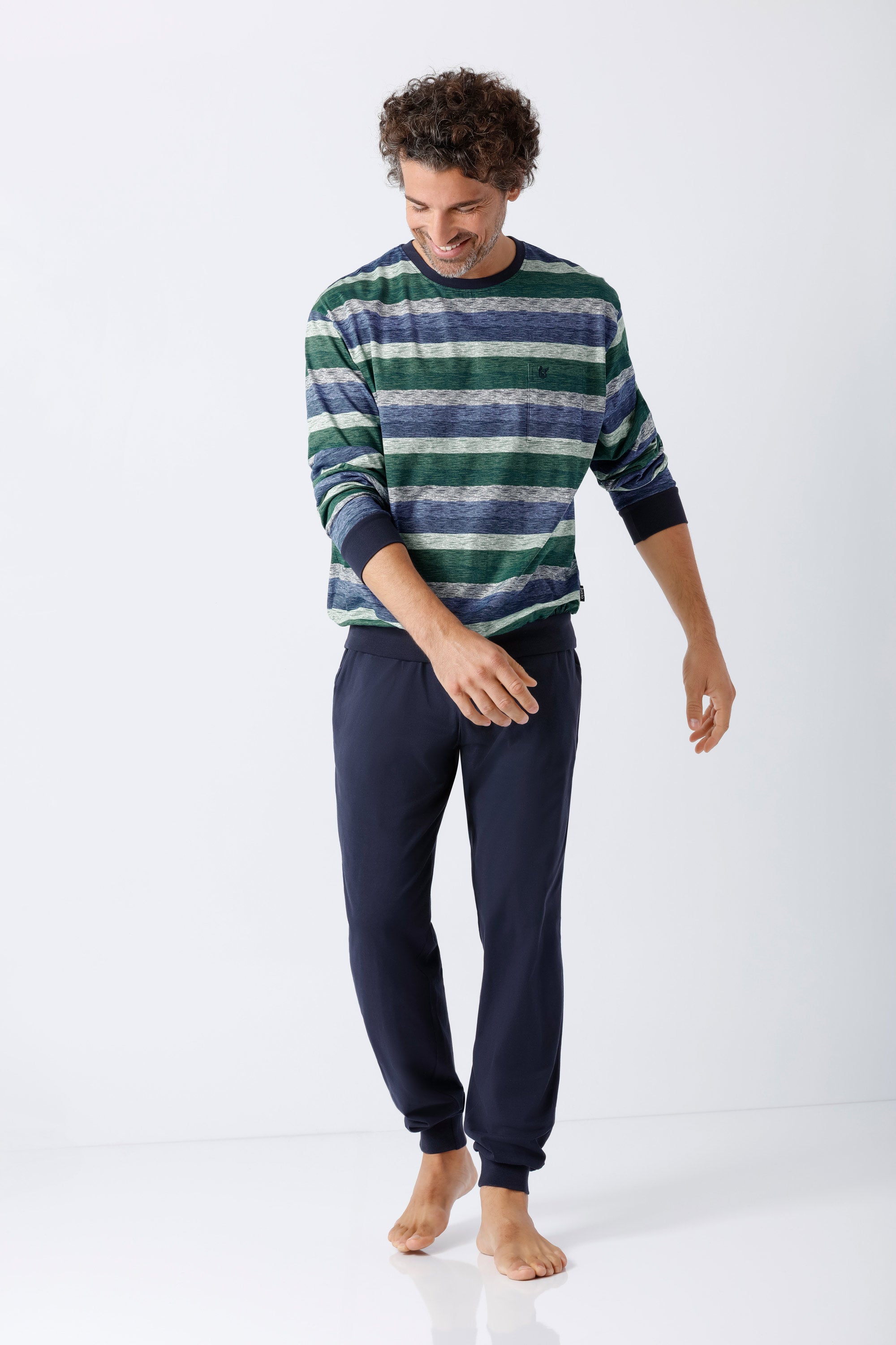 Herren Schlafanzug mit Bündchen Premium Cotton