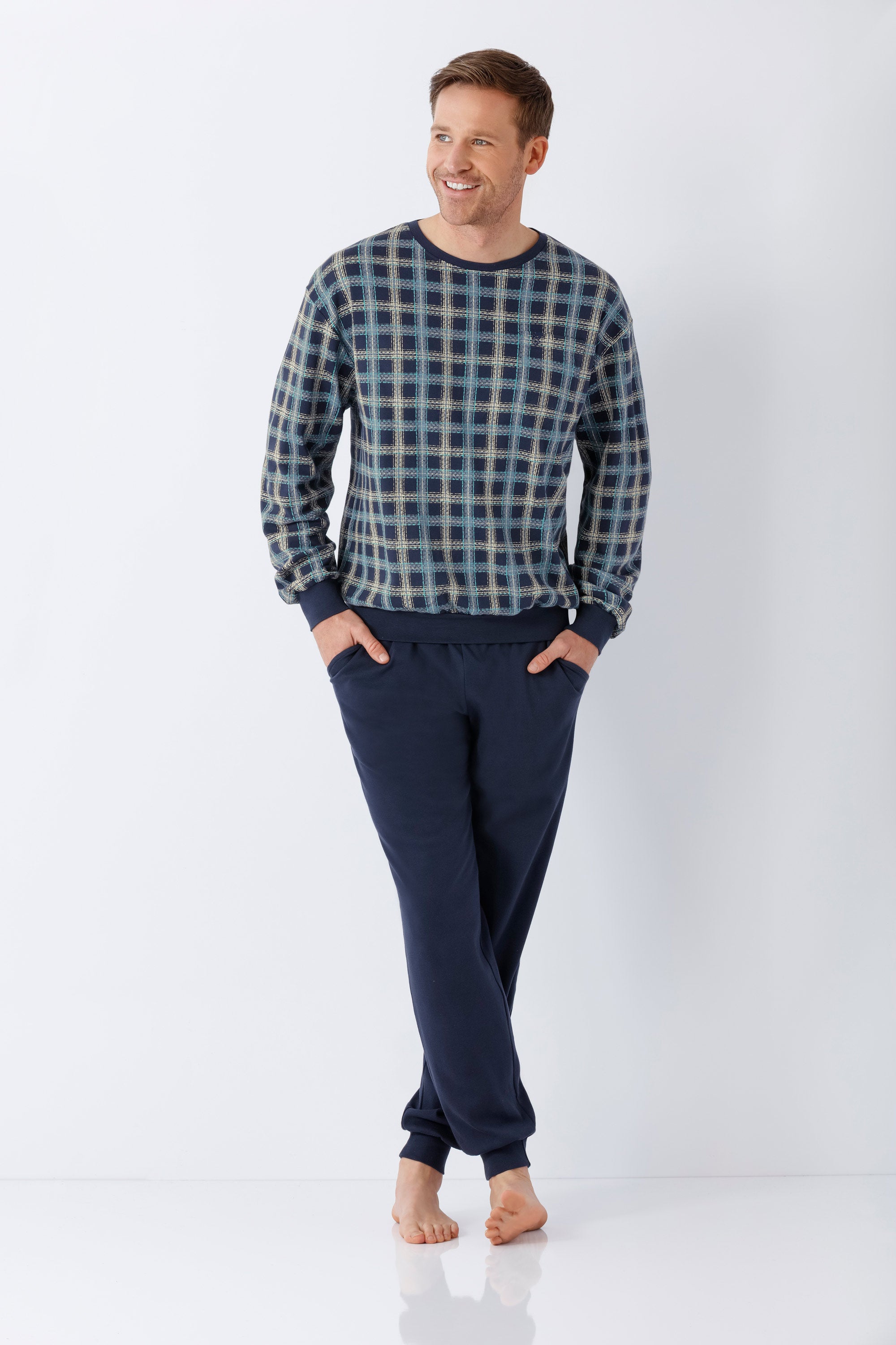 Herren Schlafanzug mit Bündchen Premium Cotton