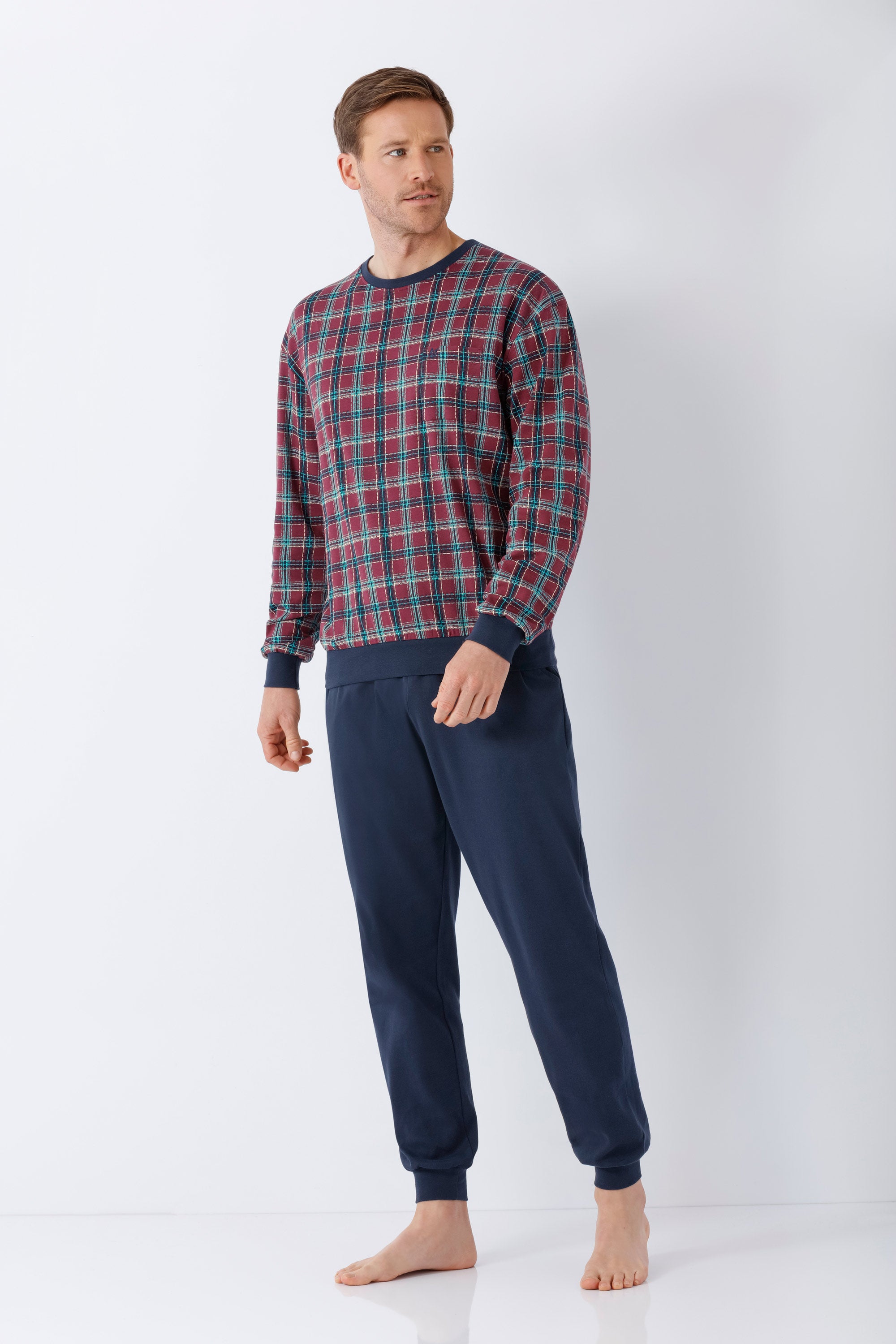 Herren Schlafanzug mit Bündchen Premium Cotton