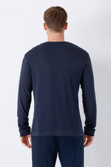 Navyblaues herren langarmshirt mio x mia aus premium Baumwolle und TENCEL™ Modal mit rundhalsausschnitt