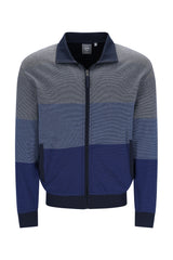 Herren Freizeitanzug Klima Komfort Original: blau-grauer gestreifter Reißverschlussjacke