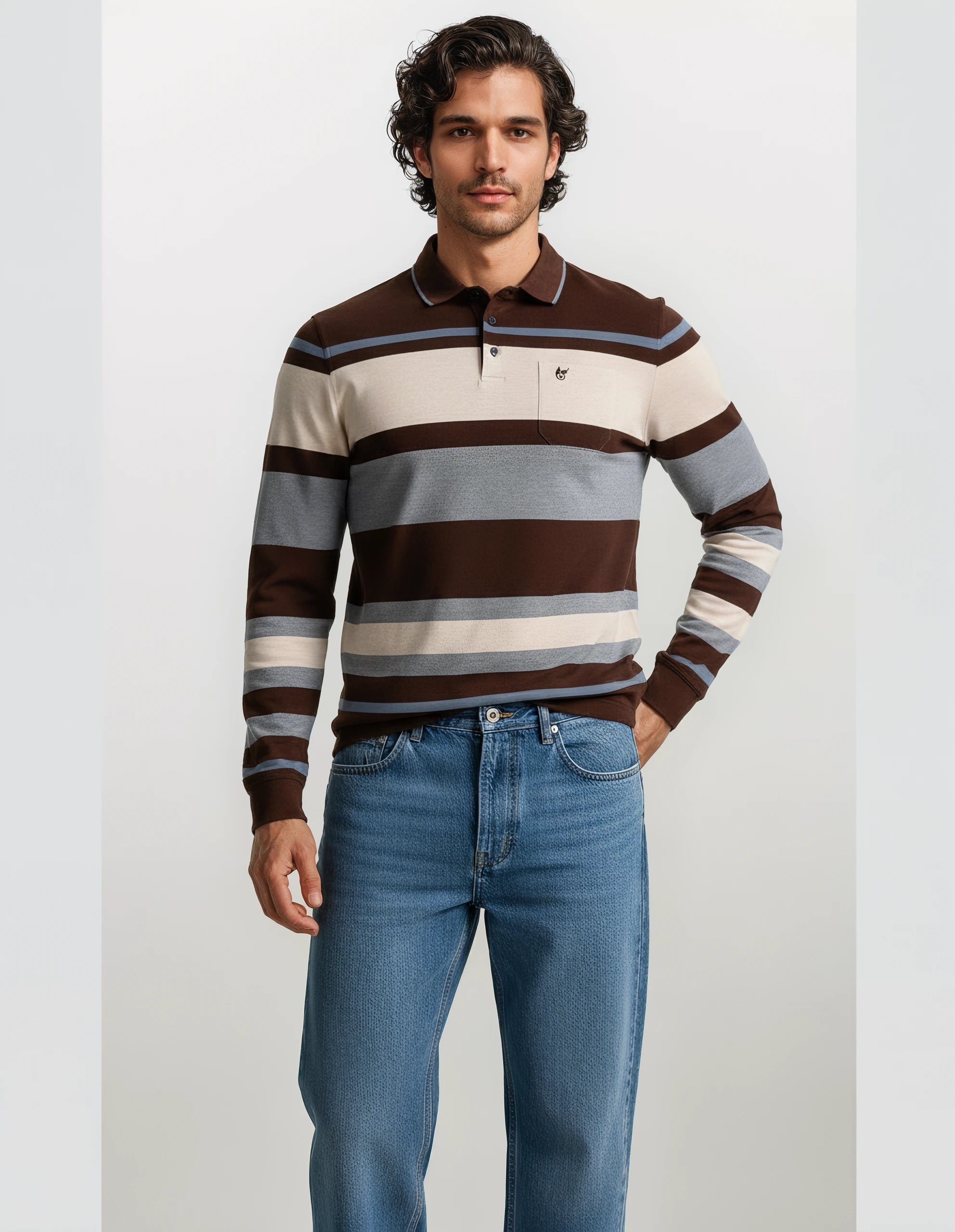 Poloshirt mit platziertem Streifen - stay fresh-Qualität