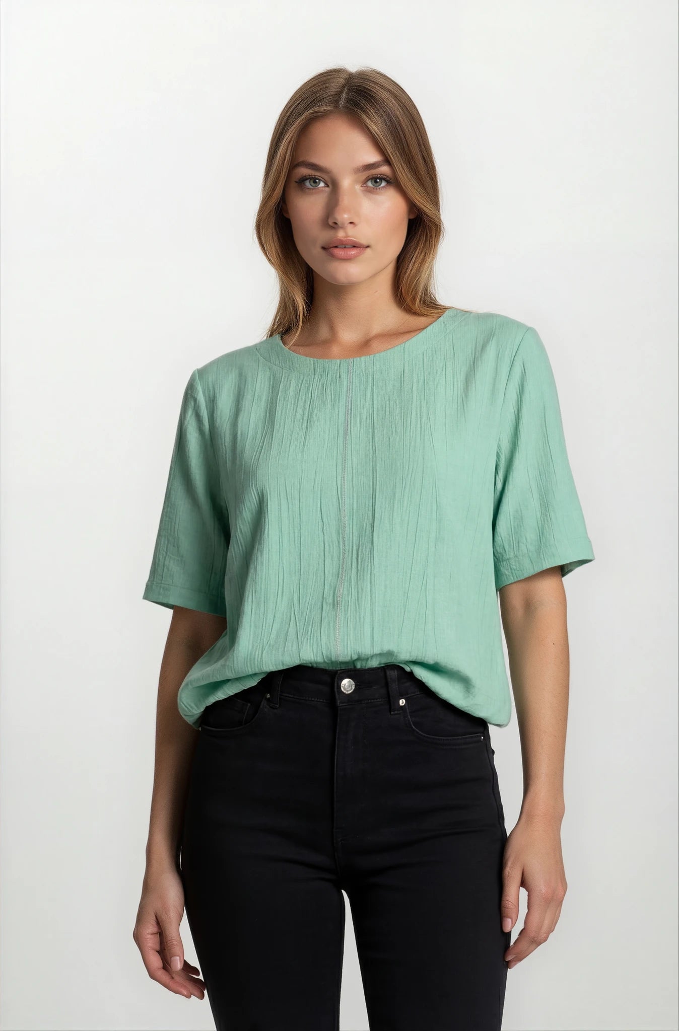 Shirtbluse Struktur Leinenoptik