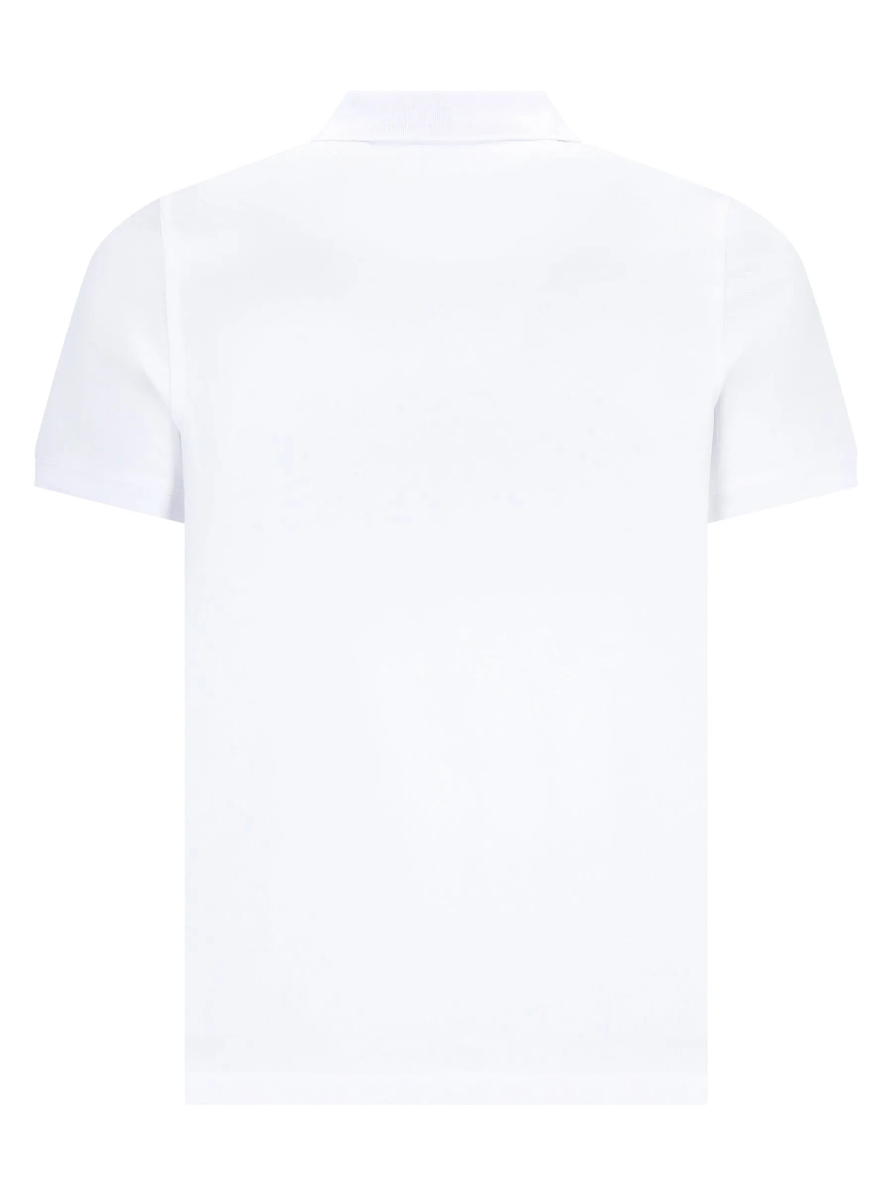 Weißes kurzärmeliges basic piqué-poloshirt mit klassischem kragen und minimalistischer design aus baumwolle