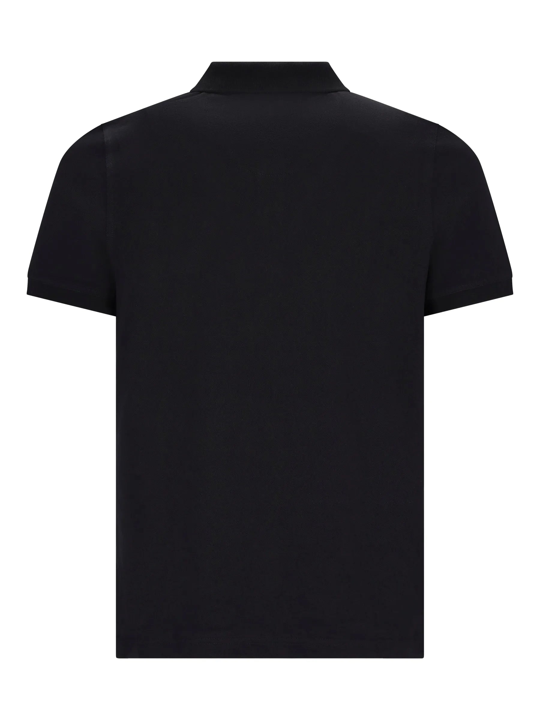 Schwarzes basic piqué-poloshirt mit klassischem kragen und glattem stoff aus kurzarmmaterial