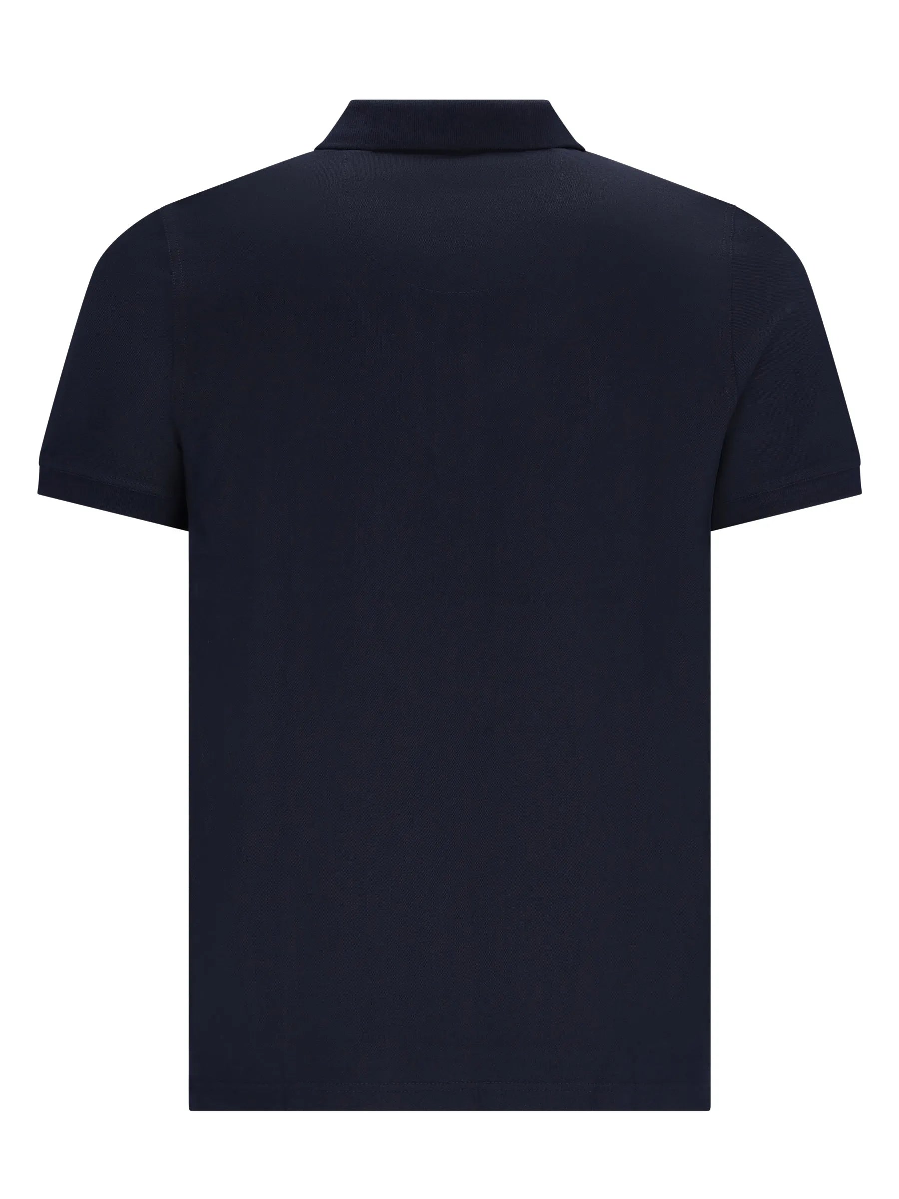 Basic piqué-poloshirt in marineblau mit kurzärmeln klassischem kragen und glattem, einfarbigem stoff