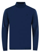 Marineblauer Pullover mit Rollkragen und langen Ärmeln.