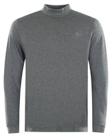 Graues langärmeliges Hemd mit Rollkragenpullover.