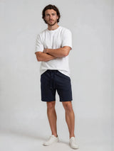 Navyblaue sweatbermuda shorts mit kordelzug aus baumwollmischung für den casual gebrauch