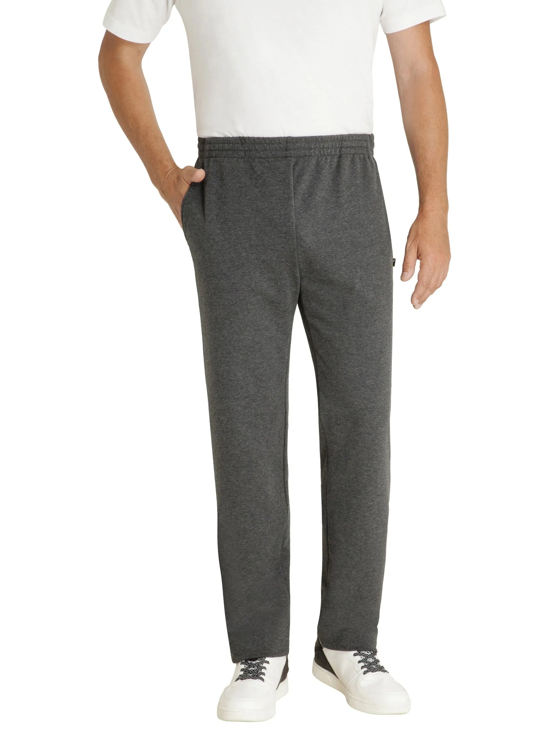 Dunkelgraue melierte basic sweathose stay fresh mit relaxed fit und elastischem bund