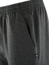 Basic sweathose stay fresh in dunkelgrauem meliertem sweatstoff mit elastischem bund und kleinem schwarzem logo