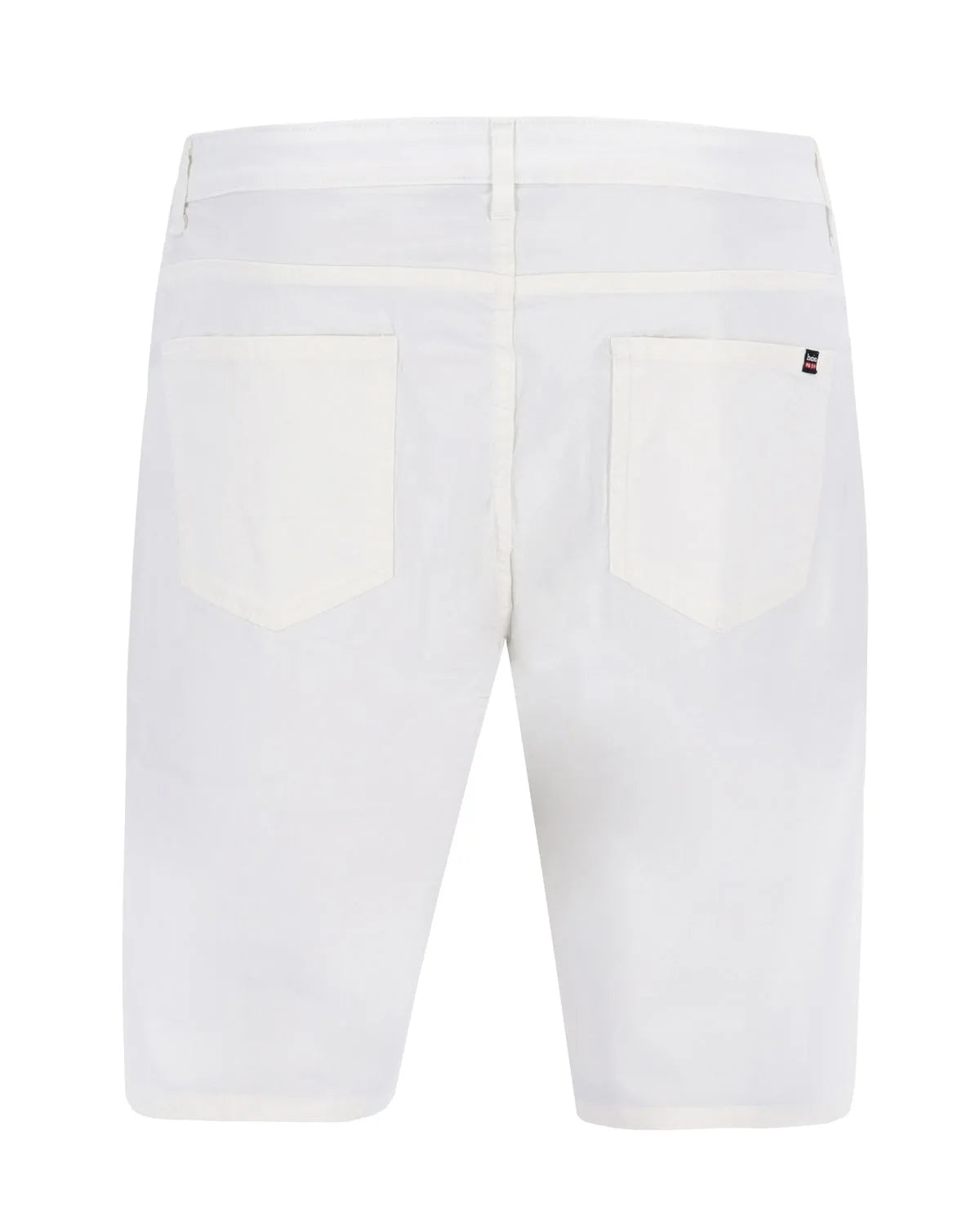Weiße Billabong Boardshorts mit Seitentaschen und kleinem Logo auf dem Rücken.