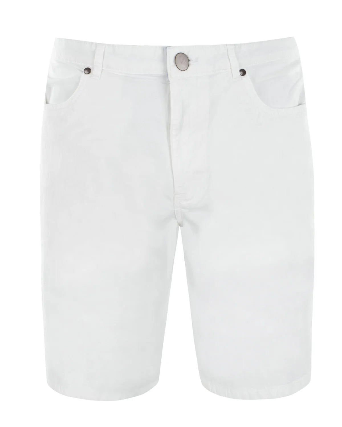 Weiße Baumwollshorts mit Knopfleiste und Taschen.