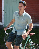 Bermudashort mit Elasthan und Blätterdruck allover - Hajo Mode