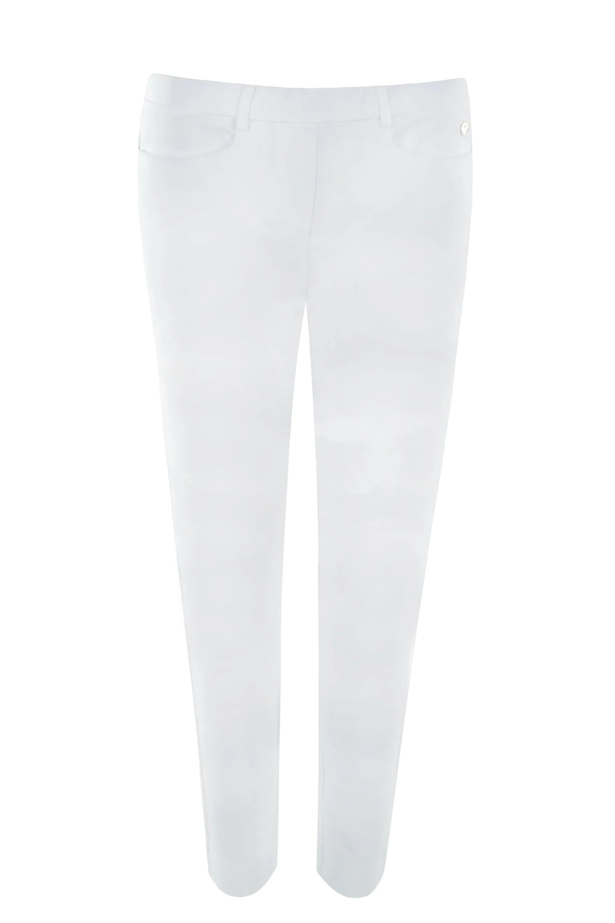 Weiße slim-fit damen 7/8 interlock stretchhose mit minimalistischem design und dezenten nahtdetails