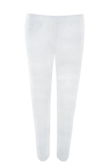 Weiße slim-fit damen 7/8 interlock stretchhose mit minimalistischem design und dezenten nahtdetails