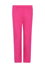 Damen 7/8 interlock stretchhose in knallpink mit geradem schnitt, tailliert und vorne mit taschen