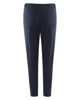 Damen 7/8 interlock stretchhose navy blaue, gerade geschnittene, maßgeschneiderte hose mit subtilen falten